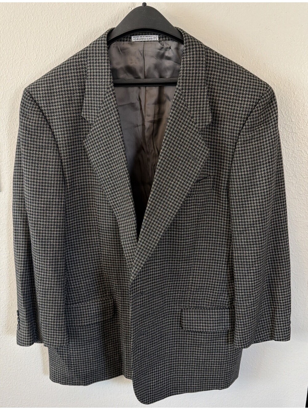 Feraud Louis Feraud Blazer Men's 42R Gray Wool Double Breasted Coat Tweed Peak